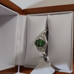 Oval Tsavorite and Diamond Ring